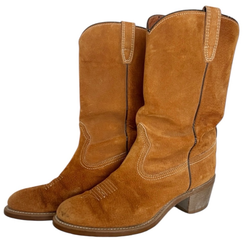 70s Vintage Resistol Tan Suede Western Cowgirl Boots